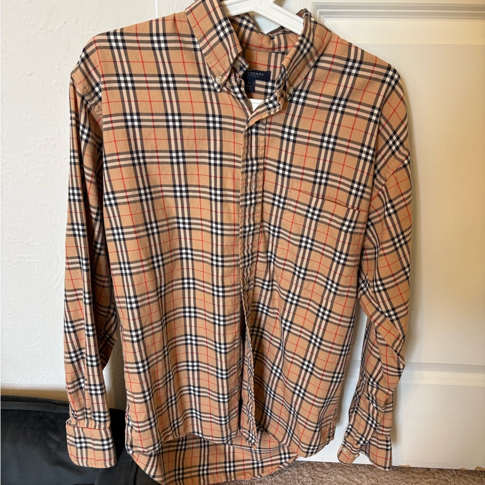 genuine burberry plaid button up